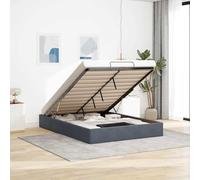 Brokky Cama tapizada 140x190 cm Cama Canape 140x190 cm Cama Doble con canapé, con somier y Base, Cama Juvenil-Gris oscuro-140 x 190 cm