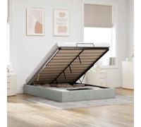 Brokky Cama tapizada 140x190 cm Cama Canape 140x190 cm Cama Doble con canapé, con somier y Base, Cama Juvenil-Gris claro-140 x 190 cm