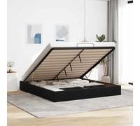 Brokky Cama tapizada 180x200 cm Cama Canape 180x200 cm Cama Doble con canapé, con somier y Base, Cama Juvenil-Negro-180 x 200 cm