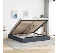 Brokky Cama tapizada 200x200 cm Cama Canape 200x200 cm Cama Doble con canapé, con somier y Base, Cama Juvenil-Gris oscuro-200 x 200 cm