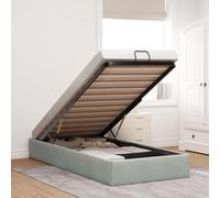 Brokky Cama tapizada 90x190 cm Cama Canape 90x190 cm Cama Doble con canapé, con somier y Base, Cama Juvenil-Gris claro-90 x 190 cm