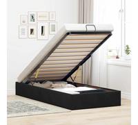 Brokky Cama tapizada 90x190 cm Cama Canape 90x190 cm Cama Doble con canapé, con somier y Base, Cama Juvenil-Negro-90 x 190 cm