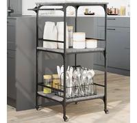 Brokky Carrito de Cocina Madera ingeniería Gris Sonoma 60,5x50x105 cm Mueble Auxiliar de Cocina Carro Cocina Auxiliar Carrito Cocina