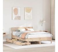 Brokky Estructura de Cama sin colchón Cama Madera Estructura Cama Bed Frame Cama de Madera Madera Maciza de Pino 135x190 cm / 3301881