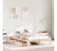 Brokky Estructura de Cama sin colchón Cama Madera Estructura Cama Bed Frame Cama de Madera Madera Maciza de Pino 120x190 cm / 3309017