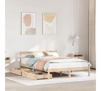 Brokky Estructura de Cama sin colchón Cama Madera Estructura Cama Bed Frame Cama de Madera Madera Maciza de Pino 135x190 cm / 3301530