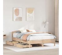 Brokky Estructura de Cama sin colchón Cama Madera Estructura Cama Bed Frame Cama de Madera Madera Maciza de Pino 135x190 cm / 3301836