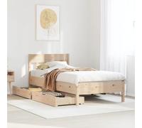 Brokky Estructura de Cama sin colchón Cama Madera Estructura Cama Bed Frame Cama de Madera Madera Maciza Pino 75x190 cm / 3301890