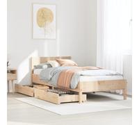 Brokky Estructura de Cama sin colchón Cama Madera Estructura Cama Bed Frame Cama de Madera Madera Maciza de Pino 90x190 cm / 3301770