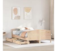 Brokky Estructura de Cama sin colchón Cama Madera Estructura Cama Bed Frame Cama de Madera Madera Maciza de Pino 135x190 cm / 3301797