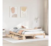 Brokky Estructura de Cama sin colchón Cama Madera Estructura Cama Bed Frame Cama de Madera Madera Maciza de Pino 140x190 cm / 3309011