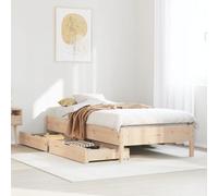 Brokky Estructura de Cama sin colchón Cama Madera Estructura Cama Bed Frame Cama de Madera Madera Maciza Pino 75x190 cm / 3301734