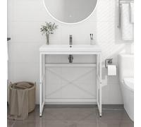 Brokky Estructura de Lavabo de Hierro Blanco 79x38x83 cm Lavamanos BañO Lavamanos BañO con Mueble