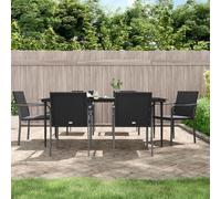Brokky Juego Comedor jardín 7 Piezas y Cojines Conjunto Jardin Exterior Muebles de terraza Mesa y sillas terraza ratán sintético y Acero / 3186951