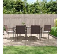 Brokky Juego Comedor jardín 7 Piezas y Cojines Conjunto Jardin Exterior Muebles de terraza Mesa y sillas terraza ratán sintético y Acero / 3186949