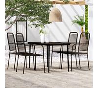 Brokky Juego de Comedor de jardín 5 Piezas sillas y Mesa terraza Exterior Set de Patio exterieur Conjunto de Comedor Jardin mesas y sillas de Jardin Negro 3099145