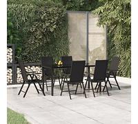Brokky Juego de Comedor de jardín 7 Piezas Mesa terraza Exterior con sillas Mesa Jardin Exterior con sillas mesas de terraza y jardín ratán sintético Negro 3156513