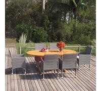 Brokky Juego de Comedor de jardín 7 Piezas Muebles de Jardin Conjunto de Jardin Exterior Set de Comedor de jardín ratán sintético Gris / 3070752