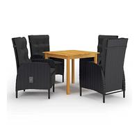 Brokky Juego de Comedor de jardín de 5 Piezas Muebles de Jardin Conjunto de Jardin Exterior Set de Comedor de jardín Negro / 3067682