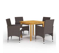 Brokky Juego de Comedor de jardín de 5 Piezas sillas y Mesa terraza Exterior Set de Patio exterieur Conjunto de Comedor Jardin mesas y sillas de Jardin marrón