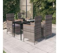 Brokky Juego de Comedor de jardín de 5 Piezas y Cojines Conjunto Mesa y sillas Jardin Juego de Comedor de jardín Garden Furniture Set Gris 3099451