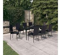 Brokky Juego de Comedor para jardín 9 Piezas Conjunto Jardin Exterior Conjunto Mesa y sillas terraza sillas y Mesa terraza Exterior Mueble Comedor Negro 3099400