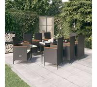 Brokky Juego de Comedor para jardín 9 Piezas Conjunto Jardin Exterior Conjunto Mesa y sillas terraza sillas y Mesa terraza Exterior Mueble Comedor con Cojines Negro 3099448
