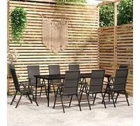 Brokky Juego de Comedor para jardín 9 Piezas Conjunto Mesa y sillas terraza sillas y Mesa terraza Exterior Mueble Comedor Conjunto Jardin Exterior Negro 3099112