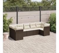 Brokky Juego de sofás de jardín 7 Piezas con Cojines Muebles Jardin Exterior Conjunto Jardin Exterior Sofas Exteriores de Jardin ratán PE marrón / 3249962