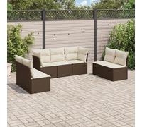 Brokky Juego de sofás de jardín 7 Piezas con Cojines Muebles Jardin Exterior Conjunto Jardin Exterior Sofas Exteriores de Jardin ratán PE marrón / 3217413