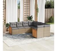 Brokky Juego de sofás de jardín con Cojines Muebles Jardin Exterior Conjunto Jardin Exterior Sofas Exteriores de Jardin Beige 8 pzas ratán PE / 3228236