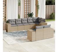 Brokky Juego de sofás de jardín con Cojines Muebles Jardin Exterior Conjunto Jardin Exterior Sofas Exteriores de Jardin Beige 8 pzas ratán PE / 3222818