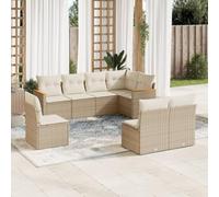 Brokky Juego de sofás de jardín con Cojines Muebles Jardin Exterior Conjunto Jardin Exterior Sofas Exteriores de Jardin Beige 8 pzas ratán PE / 3226044