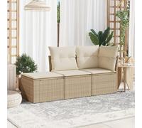 Brokky Juego de sofás de jardín con Cojines Sofa Jardin Conjunto Jardin Exterior Muebles Jardin Exterior Beige 3 pzas ratán PE / 3249307