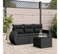 Brokky Juego de sofás jardín 4 pzas con Cojines Conjunto Jardin Exterior Muebles de Jardin Sofa Exterior terraza ratán sintético Negro / 3253402