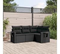 Brokky Juego de sofás jardín 4 pzas con Cojines Conjunto Jardin Exterior Muebles de Jardin Sofa Exterior terraza ratán sintético Negro / 3220104