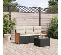 Brokky Juego de sofás jardín 4 pzas con Cojines Muebles Jardin Exterior Conjunto Jardin Exterior Sofas Exteriores de Jardin ratán sintético Negro / 3259844