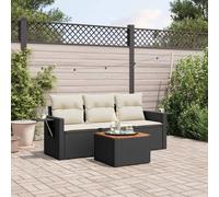 Brokky Juego de sofás jardín 4 pzas con Cojines Muebles Jardin Exterior Conjunto Jardin Exterior Sofas Exteriores de Jardin ratán sintético Negro / 3224432