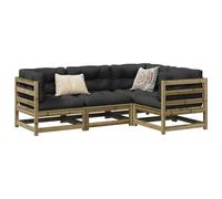 Brokky Juego de sofás jardín 4 pzas con Cojines Muebles Jardin Exterior Conjunto Jardin Exterior Sofas Exteriores de Jardin Madera Pino impregnada