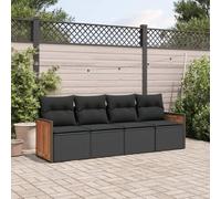 Brokky Juego de sofás jardín 4 pzas con Cojines Muebles Jardin Exterior Conjunto Jardin Exterior Sofas Exteriores de Jardin ratán sintético Negro / 3227448