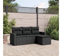Brokky Juego de sofás jardín 4 pzas con Cojines Muebles Jardin Exterior Conjunto Jardin Exterior Sofas Exteriores de Jardin ratán sintético Negro / 3218855