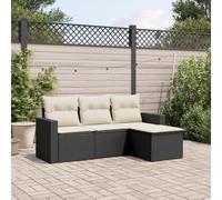 Brokky Juego de sofás jardín 4 pzas con Cojines Muebles Jardin Exterior Conjunto Jardin Exterior Sofas Exteriores de Jardin ratán sintético Negro / 3218856