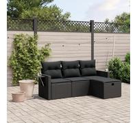 Brokky Juego de sofás jardín 4 pzas con Cojines Muebles Jardin Exterior Conjunto Jardin Exterior Sofas Exteriores de Jardin ratán sintético Negro / 3263751