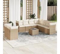 Brokky Juego de sofás jardín con Cojines Beige 10 pzas Outdoor Furniture Conjunto de Jardin Exterior Muebles Jardin ratán sintético / 3217848