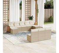 Brokky Juego de sofás jardín con Cojines Beige 10 pzas Outdoor Furniture Conjunto de Jardin Exterior Muebles Jardin ratán sintético / 3260469