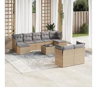 Brokky Juego de sofás jardín con Cojines Beige 10 pzas Outdoor Furniture Conjunto de Jardin Exterior Muebles Jardin ratán sintético / 3218319