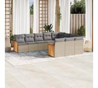 Brokky Juego de sofás jardín con Cojines Beige 10 pzas Outdoor Furniture Conjunto de Jardin Exterior Muebles Jardin ratán sintético / 3260421