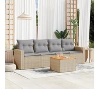 Brokky Juego de sofás jardín con Cojines Conjunto Jardin Exterior Muebles de Jardin Sofa Exterior terraza 5 pzas ratán sintético Beige / 3224001