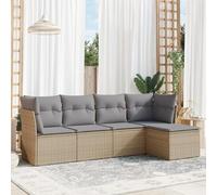 Brokky Juego de sofás jardín con Cojines Conjunto Jardin Exterior Muebles de Jardin Sofa Exterior terraza 5 pzas ratán sintético Beige / 3249398