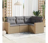 Brokky Juego de sofás jardín con Cojines Conjunto Jardin Exterior Muebles de Jardin Sofa Exterior terraza 4 pzas ratán sintético Beige / 3218899